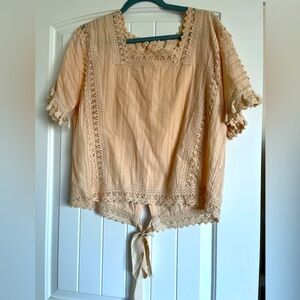 Hummingbird small pale pink lace top